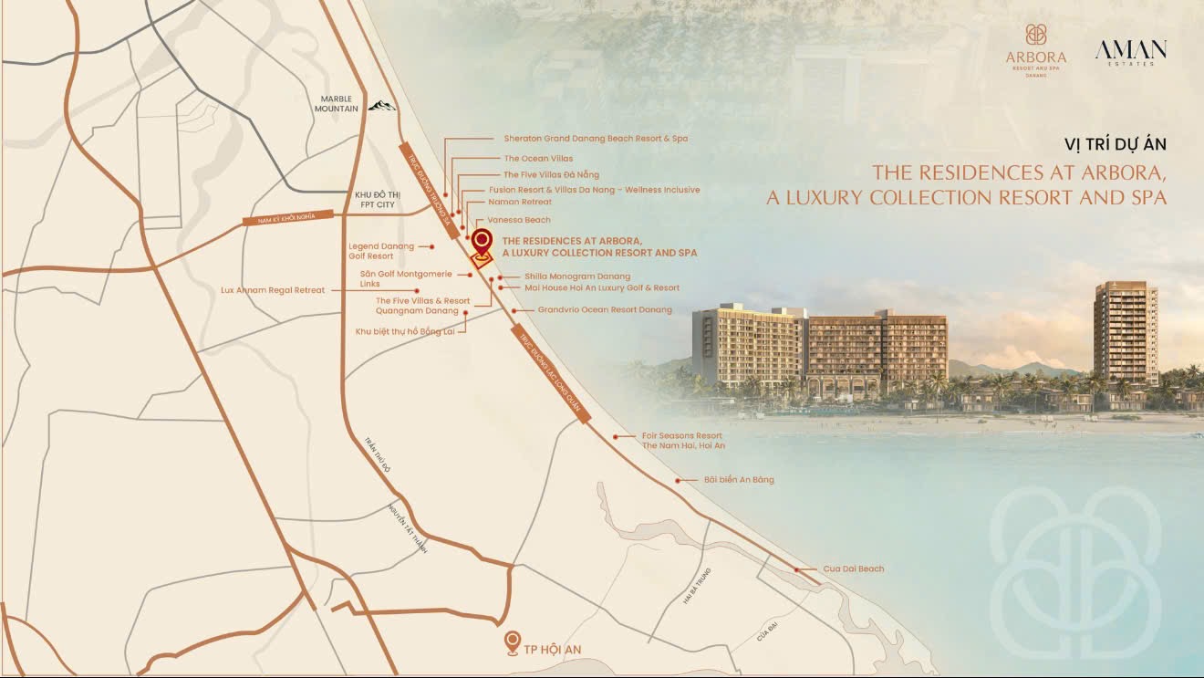 Vị trí dự án The Residences at Arbora trên bản đồ Đà Nẵng - Hội An
